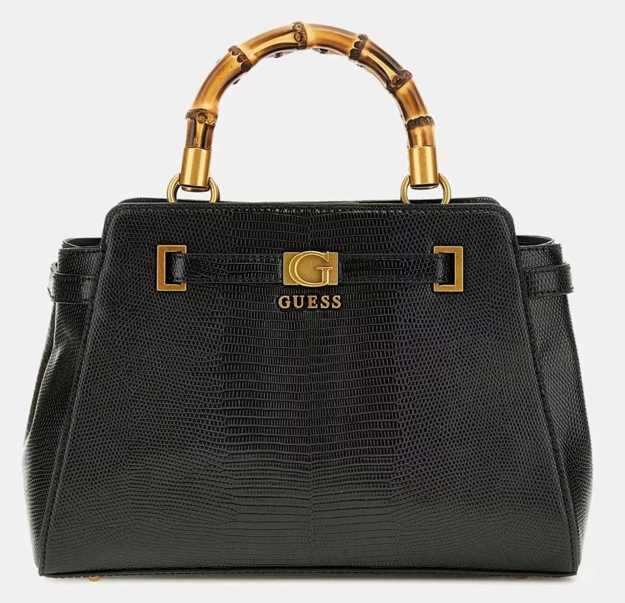 Guess Sibel 2 Python Print Bamboo Handle In Black For Women