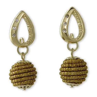 Handcrafted Golden Grass Jewelry Set with Gold Plated Accent, 'Jalapo Evolution'