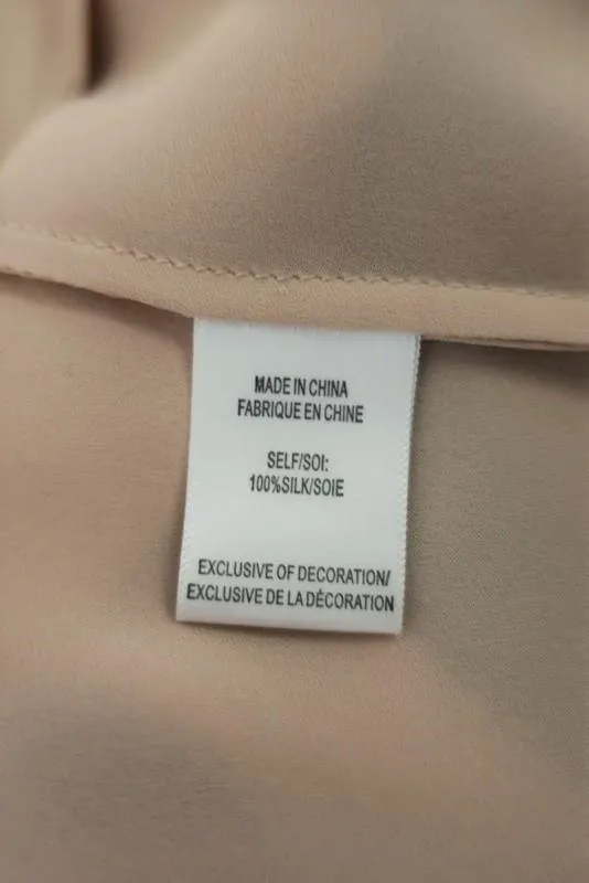 Haute Hippie Blouse Beige Sequin-Trim Silk Size Extra Small Cowl Back Tank