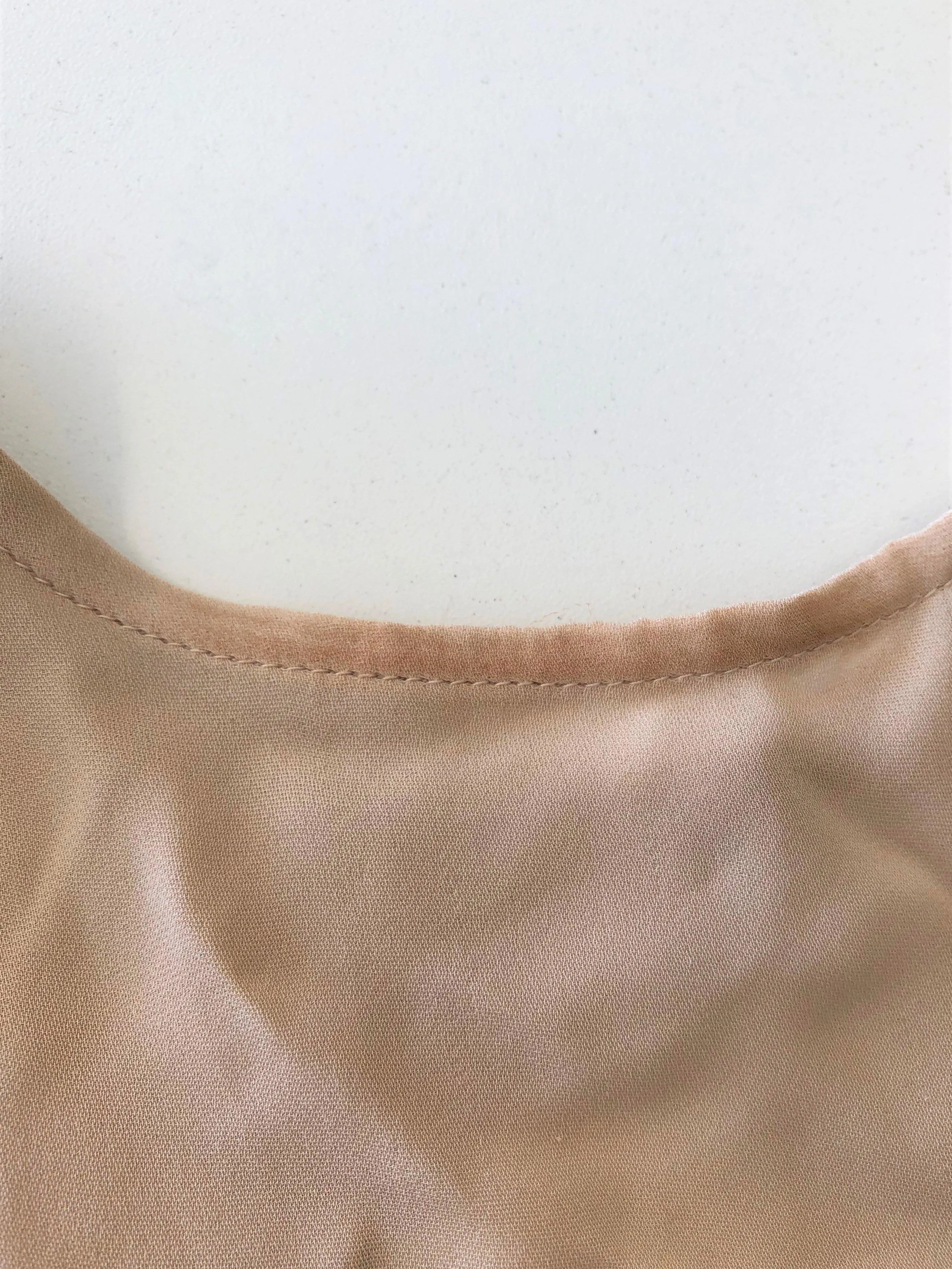 Haute Hippie Blouse Beige Sequin-Trim Silk Size Extra Small Cowl Back Tank