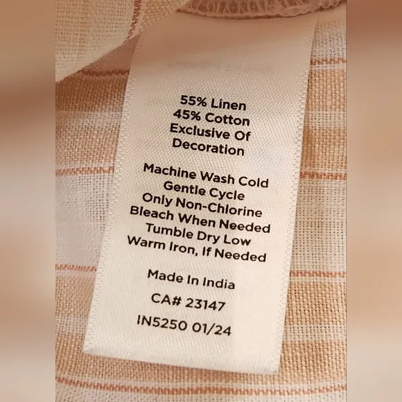 Haven Well Within Organic Cotton Linen Striped Pajama Set Size XS Toasted Almond