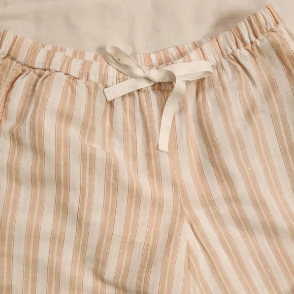 Haven Well Within Organic Cotton Linen Striped Pajama Set Size XS Toasted Almond
