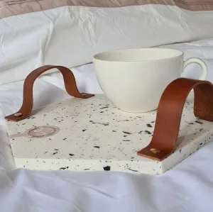 Heaxagonal Tray With Natural Leather Straps