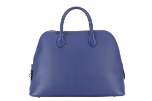 HERMES BOLIDE 1923 STAMP C (2018) BLUE ELECTRIC NOVILLO LEATHER GOLD HARDWARE WITH KEYS, LOCK, STRAPS, DUST COVER AND RAIN COAT