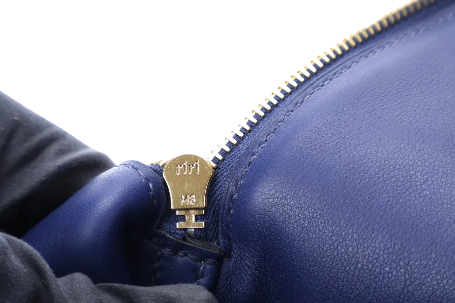 HERMES BOLIDE 1923 STAMP C (2018) BLUE ELECTRIC NOVILLO LEATHER GOLD HARDWARE WITH KEYS, LOCK, STRAPS, DUST COVER AND RAIN COAT