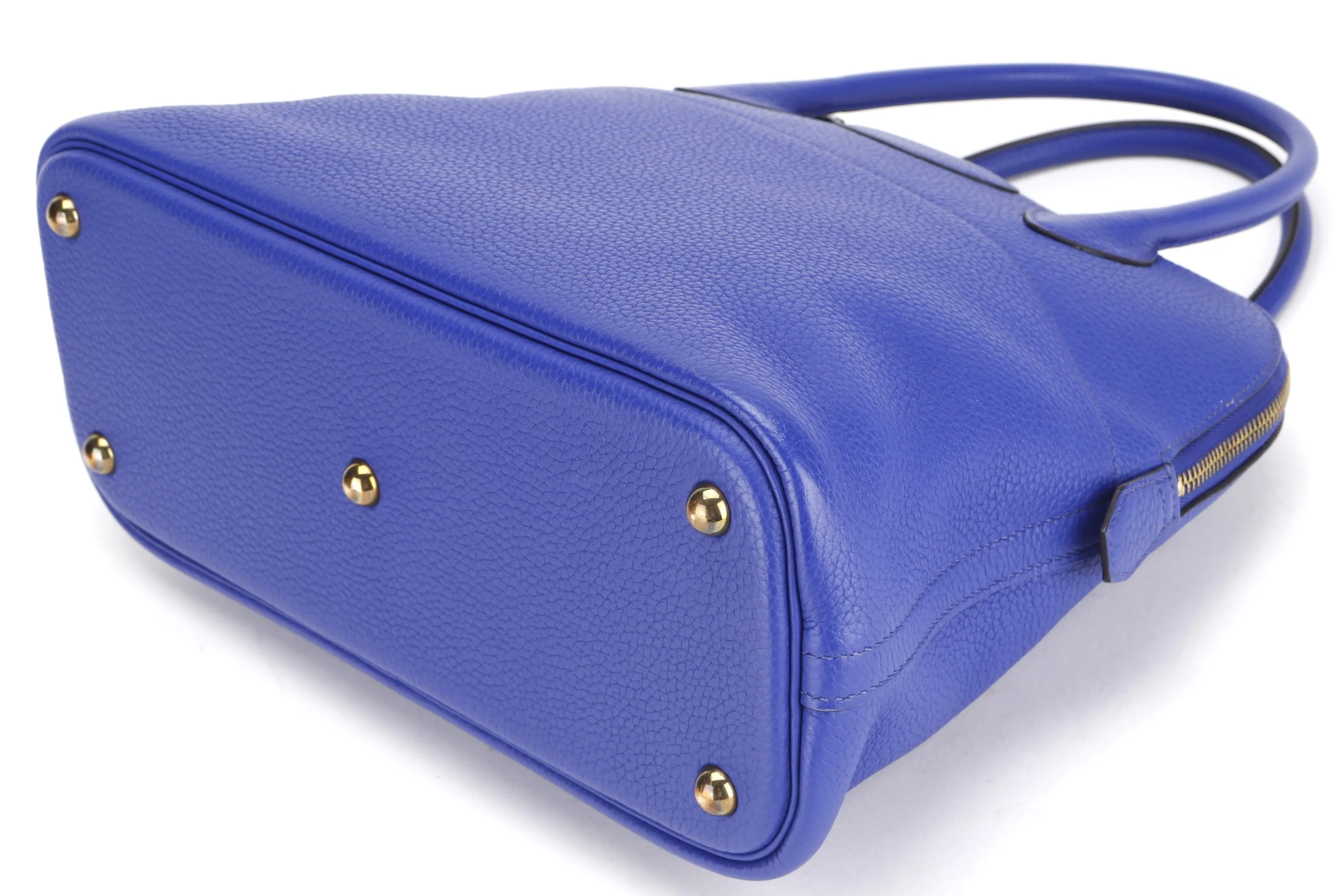 HERMES BOLIDE 31 [STAMP Q SQUARE (2013)] ELECTRIC BLEU CLEMENCE LEATHER GOLD HARDWARE, WITH STRAP, KEYS, LOCK, DUST COVER & BOX