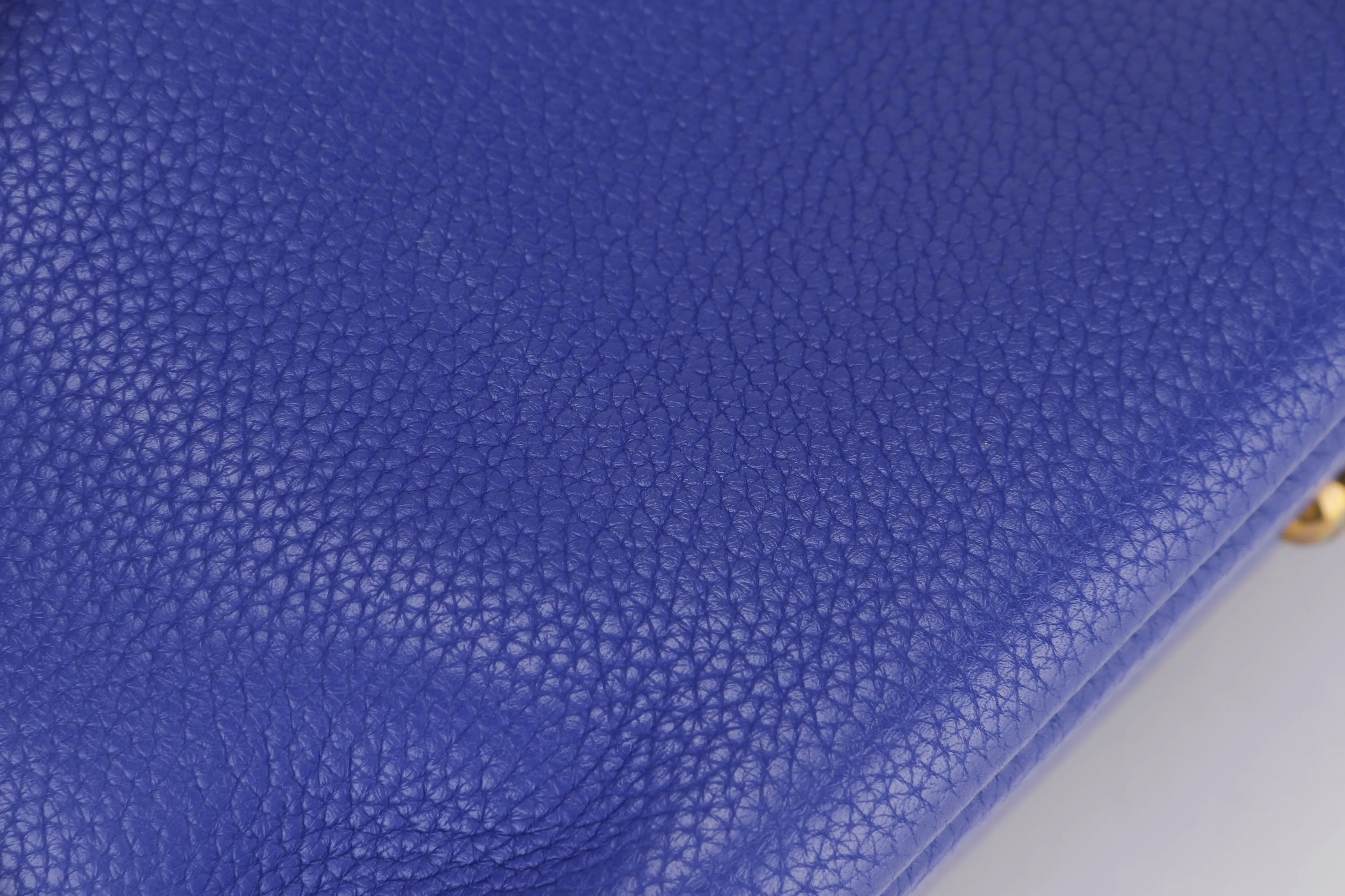 HERMES BOLIDE 31 [STAMP Q SQUARE (2013)] ELECTRIC BLEU CLEMENCE LEATHER GOLD HARDWARE, WITH STRAP, KEYS, LOCK, DUST COVER & BOX