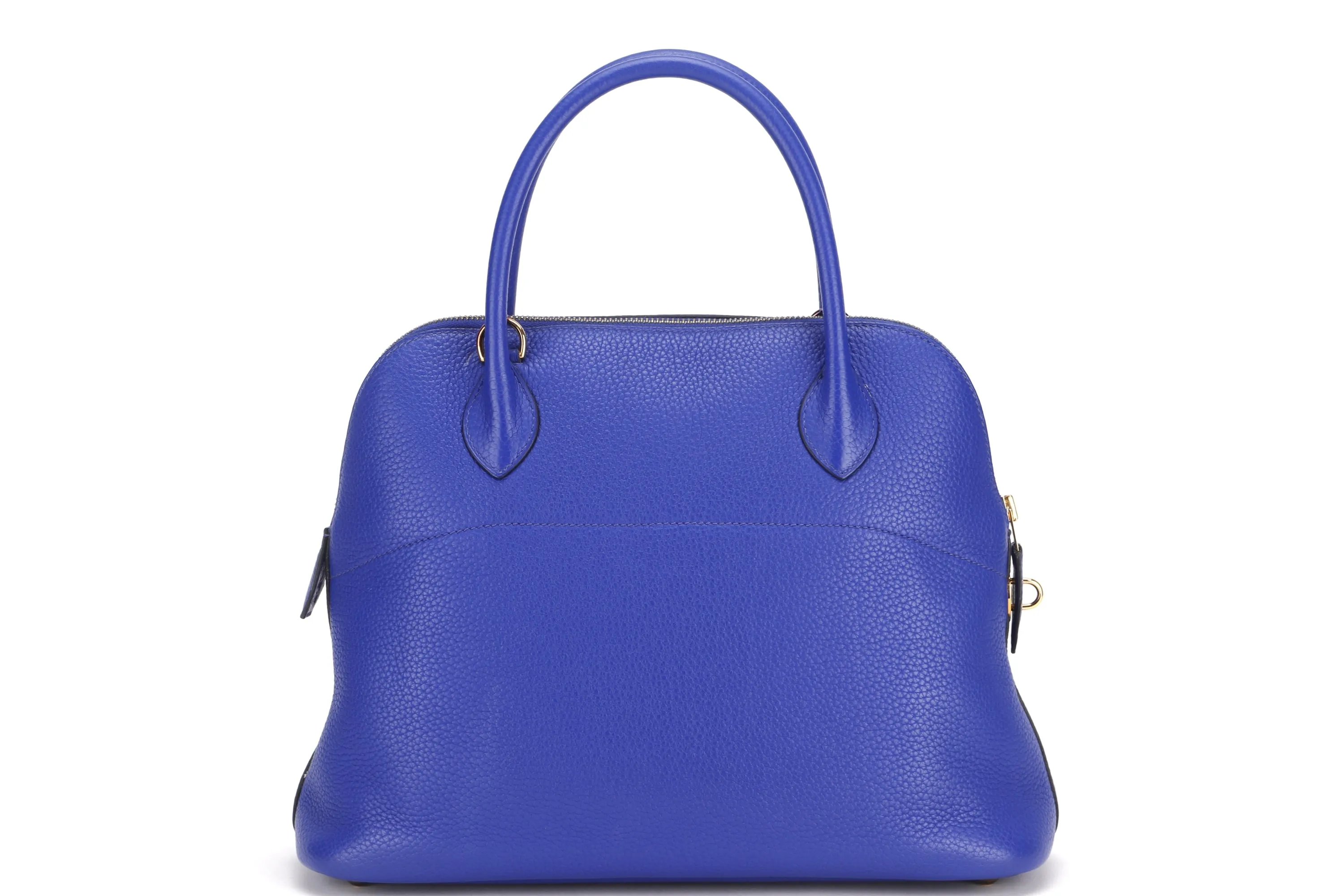 HERMES BOLIDE 31 [STAMP Q SQUARE (2013)] ELECTRIC BLEU CLEMENCE LEATHER GOLD HARDWARE, WITH STRAP, KEYS, LOCK, DUST COVER & BOX