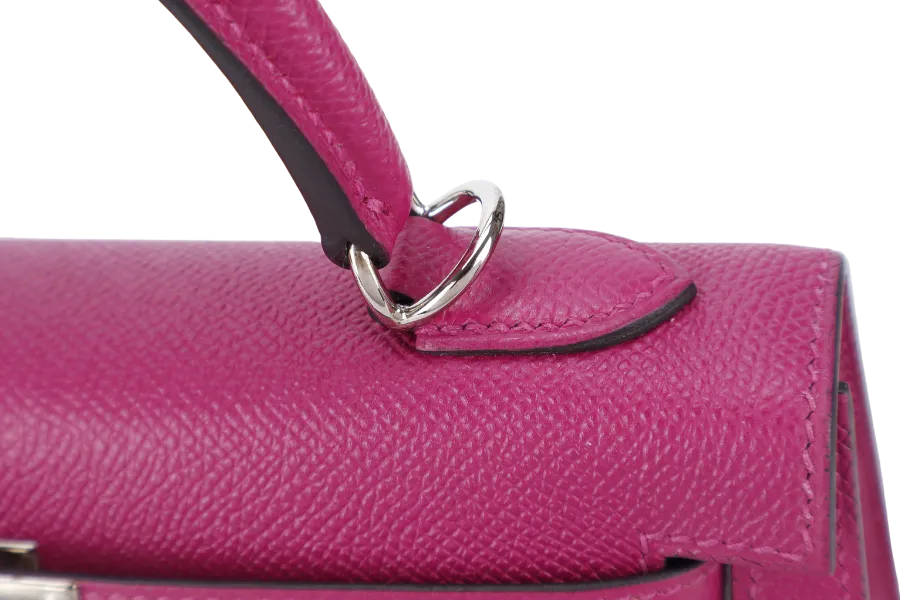HERMES KELLY 25 SELLIER ROSE POUPRE EPSOM SILVER HARDWARE STAMP A (2017) WITH DUST COVER, LOCK & KEYS, STRAPS AND RAINCOAT