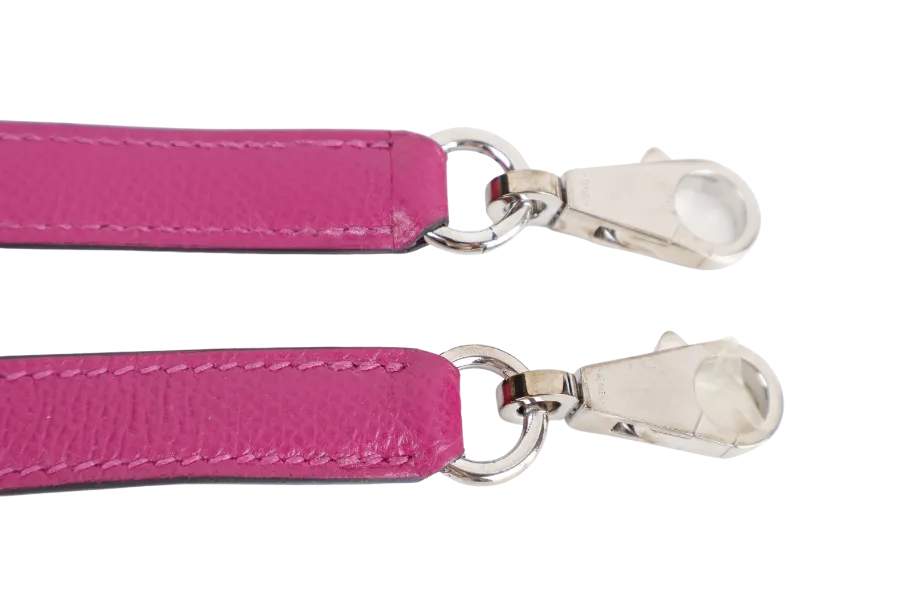 HERMES KELLY 25 SELLIER ROSE POUPRE EPSOM SILVER HARDWARE STAMP A (2017) WITH DUST COVER, LOCK & KEYS, STRAPS AND RAINCOAT