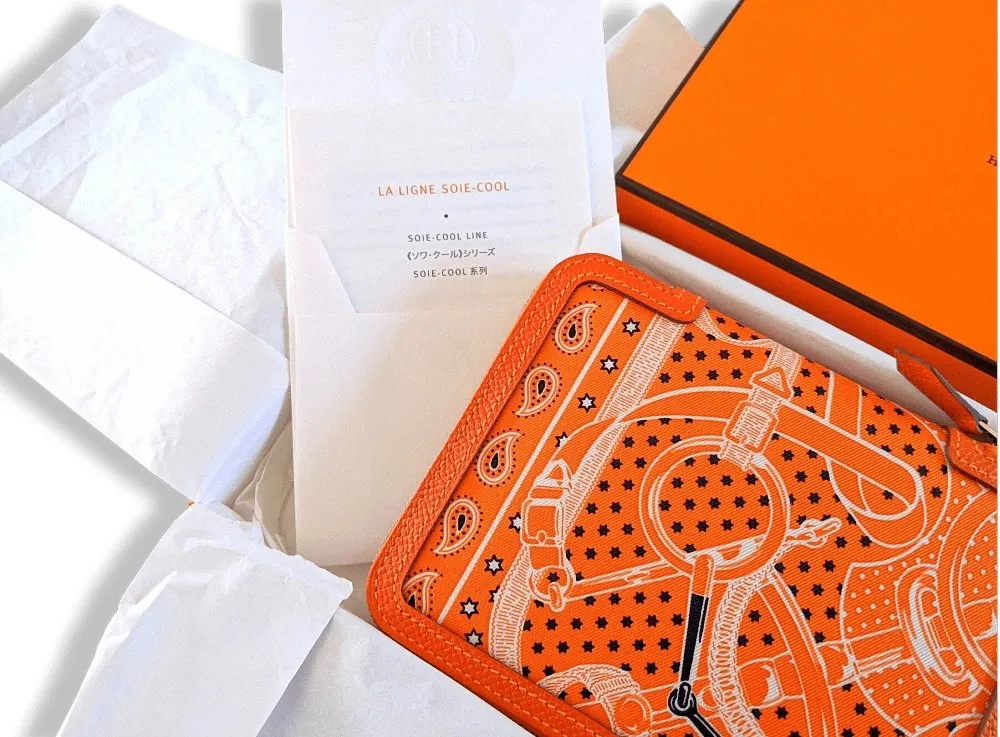 Hermes Orange Epsom Calfskin SOIE-COOL AGENDA GM Cover & Refill Bandana EPERON D'OR Silk BNWTIB!