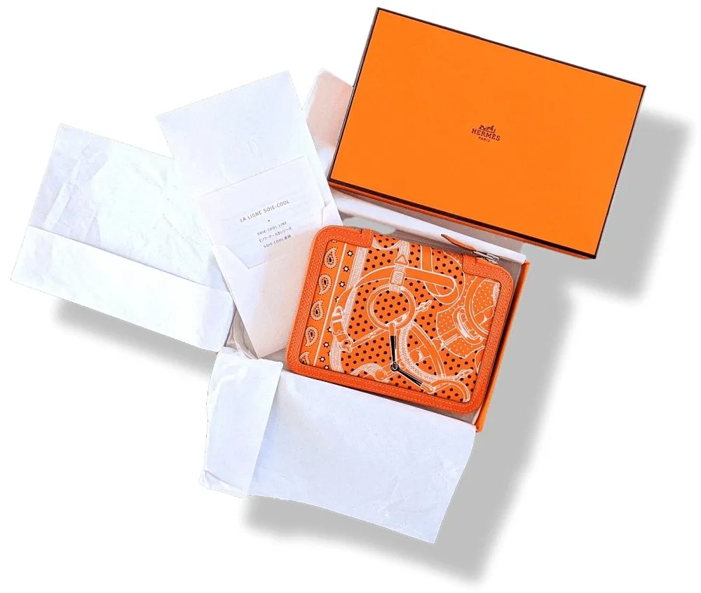 Hermes Orange Epsom Calfskin SOIE-COOL AGENDA GM Cover & Refill Bandana EPERON D'OR Silk BNWTIB!