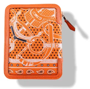Hermes Orange Epsom Calfskin SOIE-COOL AGENDA GM Cover & Refill Bandana EPERON D'OR Silk BNWTIB!
