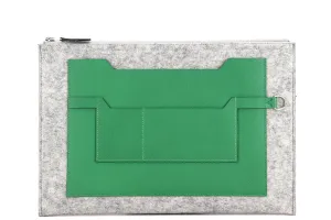 HERMES TOODOO CLUTCH 37 (STAMP A) BAMBOO COLOR EPSOM LEATHER & WOOL FELT, WITH DUST COVER & BOX