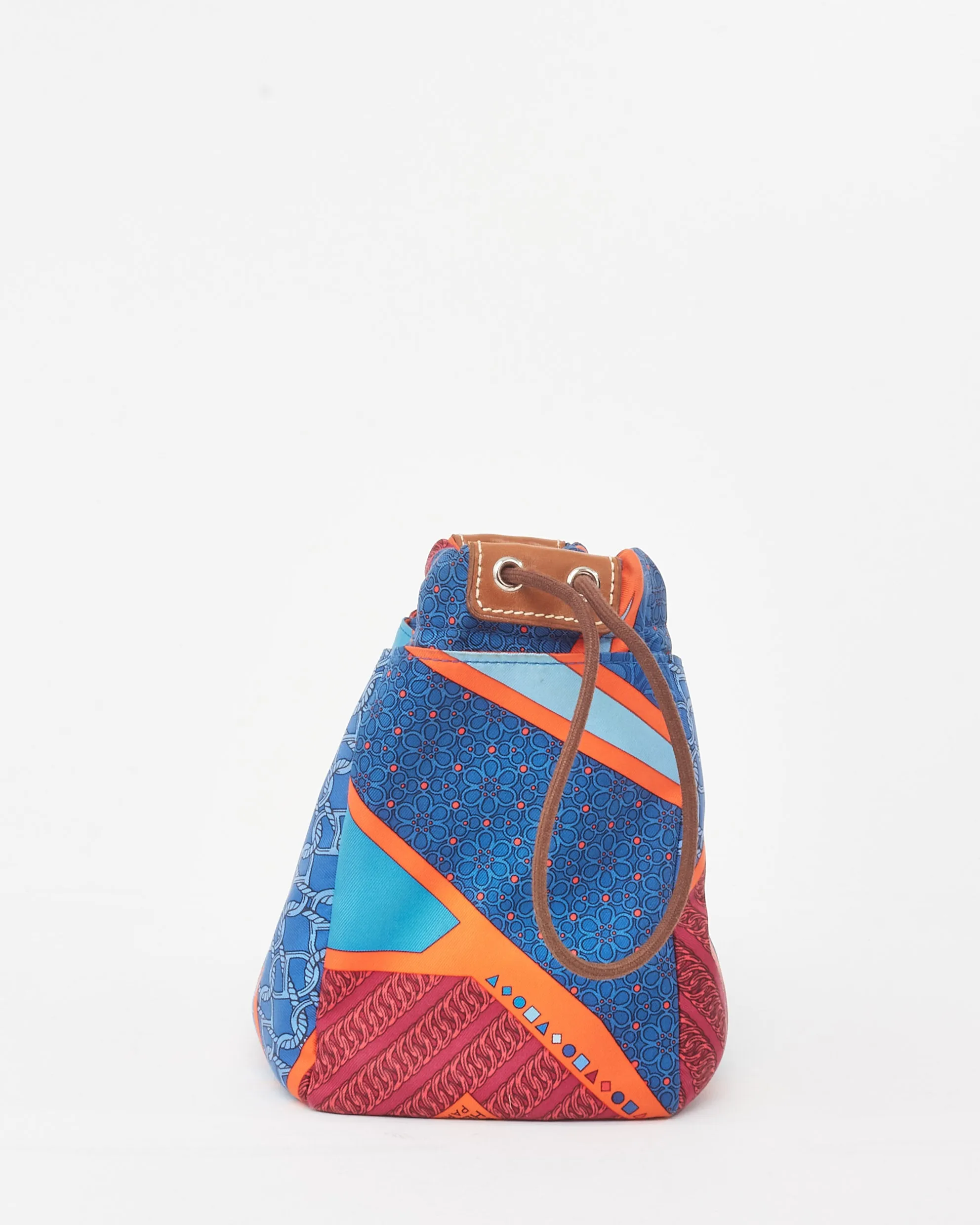 Hermès Blue & Multi Graphic Silk Fourbi 25 Pouch