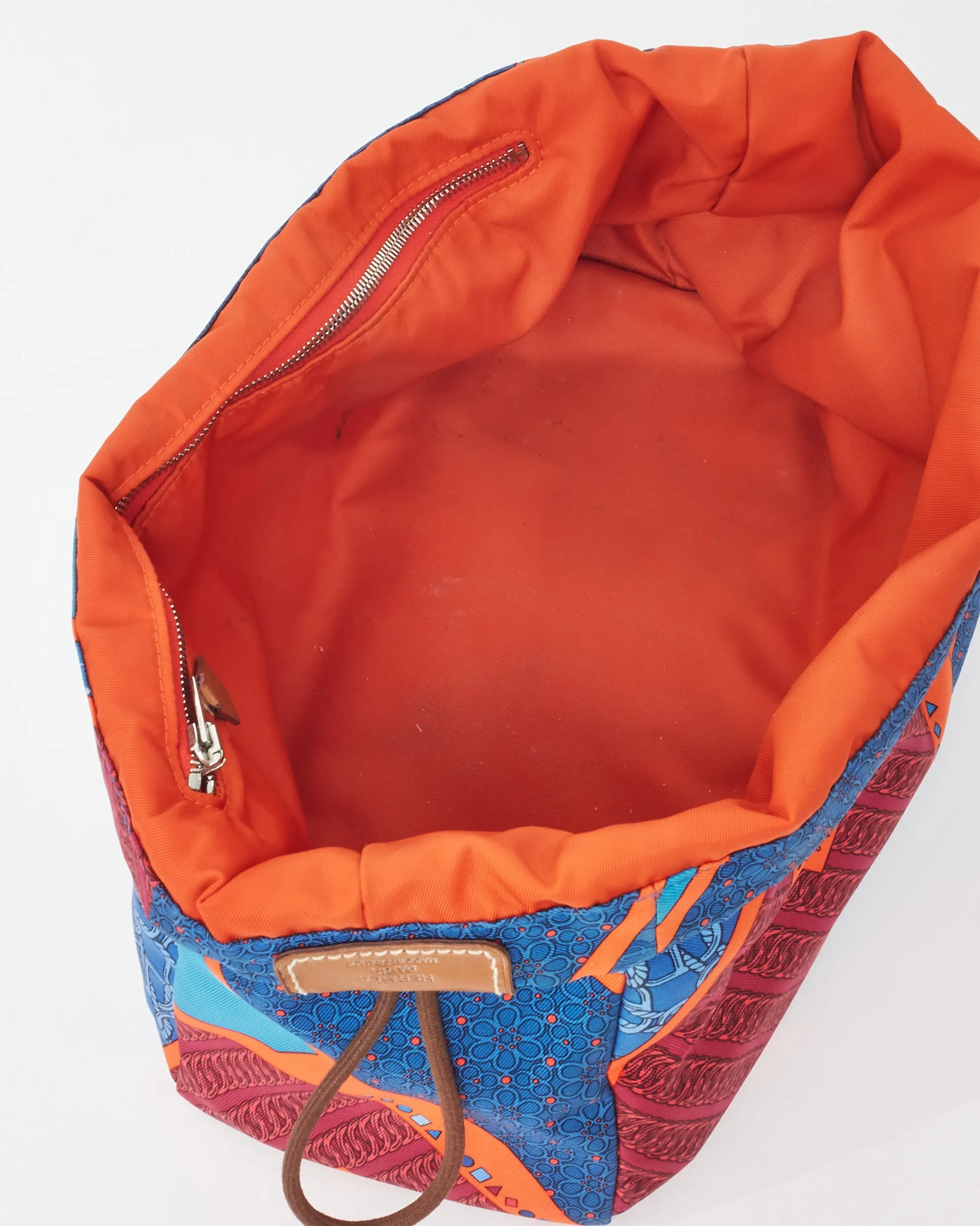 Hermès Blue & Multi Graphic Silk Fourbi 25 Pouch