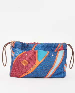 Hermès Blue & Multi Graphic Silk Fourbi 25 Pouch