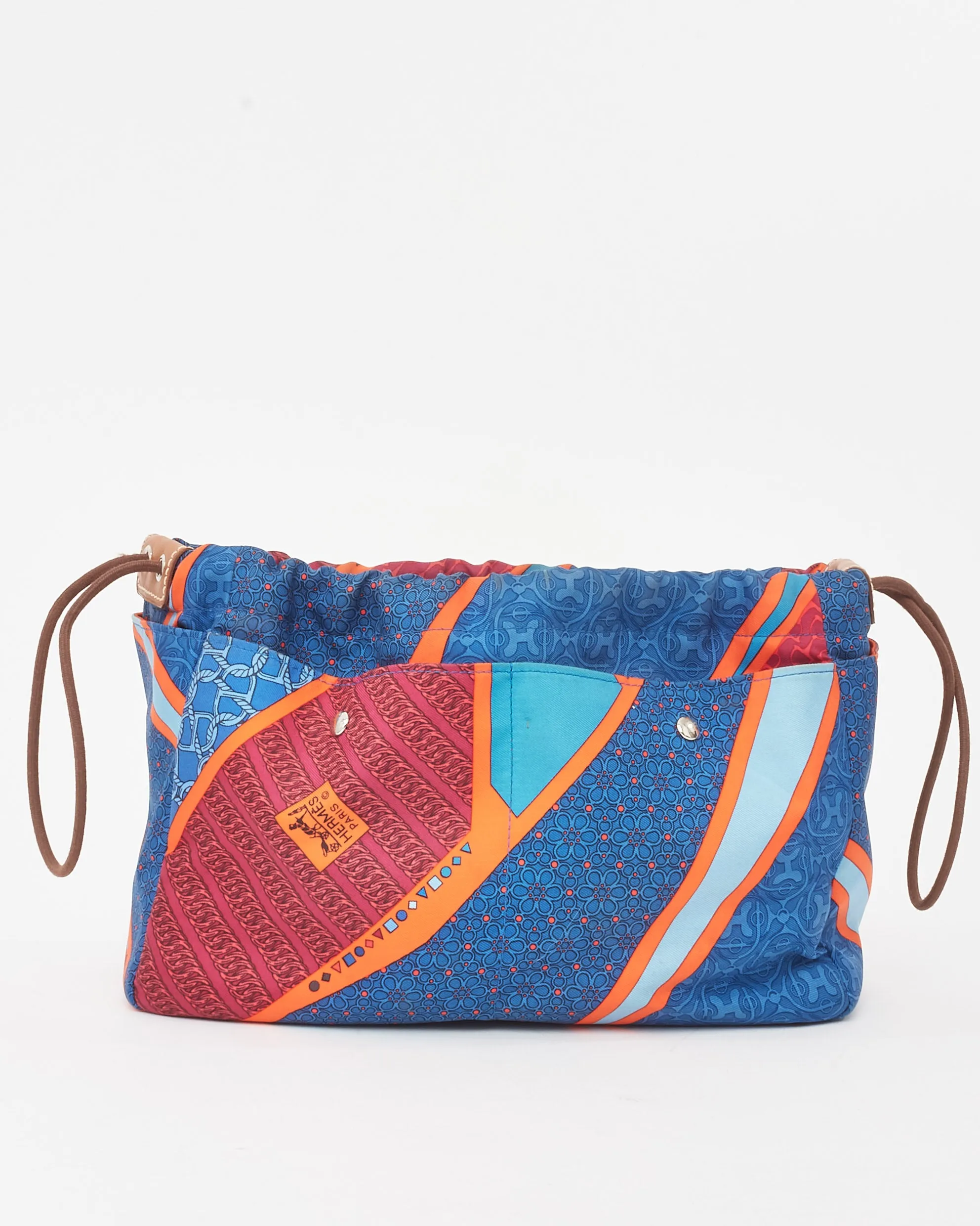 Hermès Blue & Multi Graphic Silk Fourbi 25 Pouch