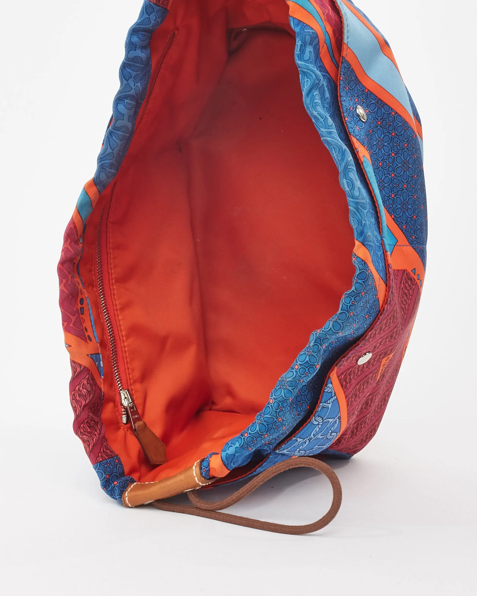 Hermès Blue & Multi Graphic Silk Fourbi 25 Pouch