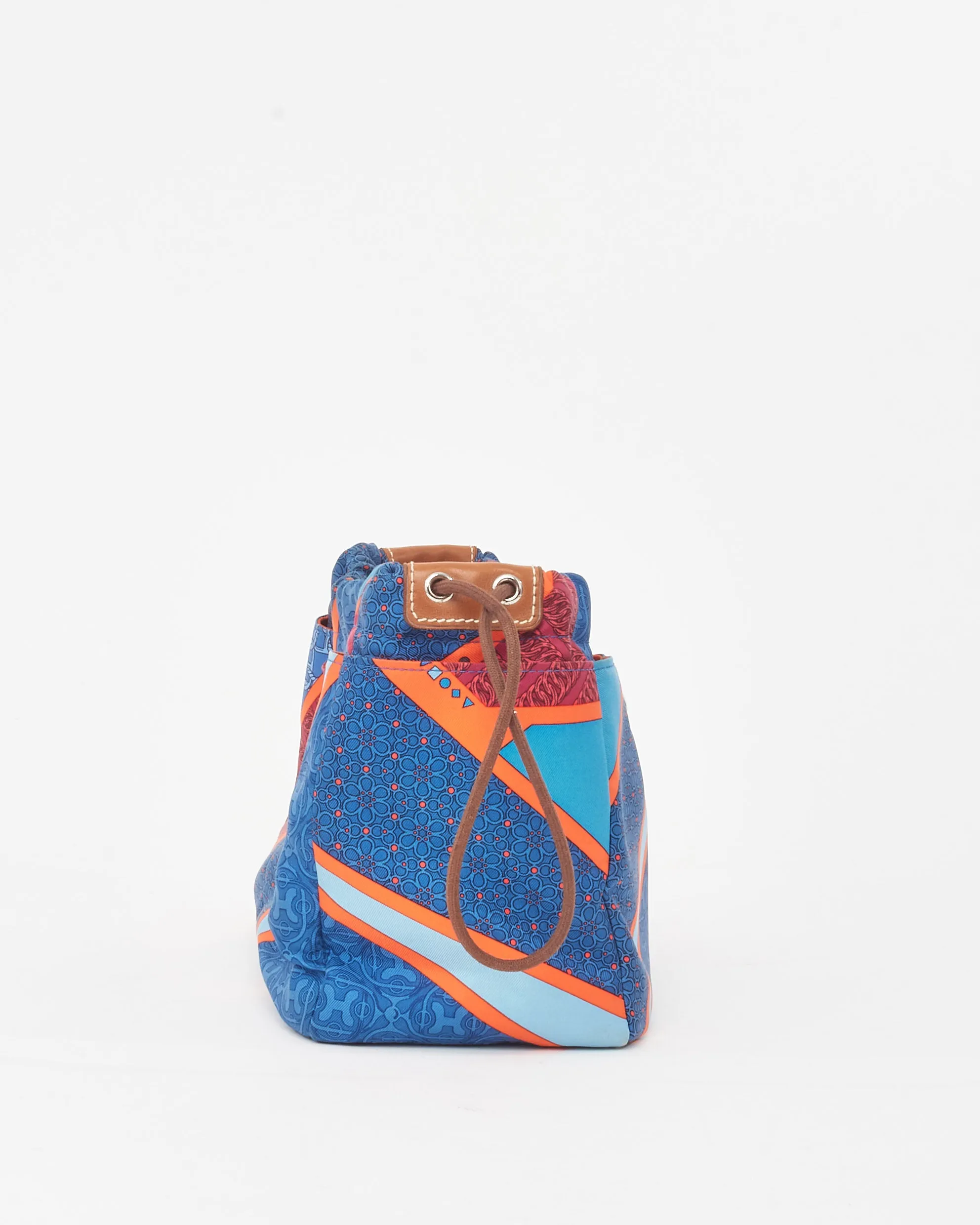Hermès Blue & Multi Graphic Silk Fourbi 25 Pouch