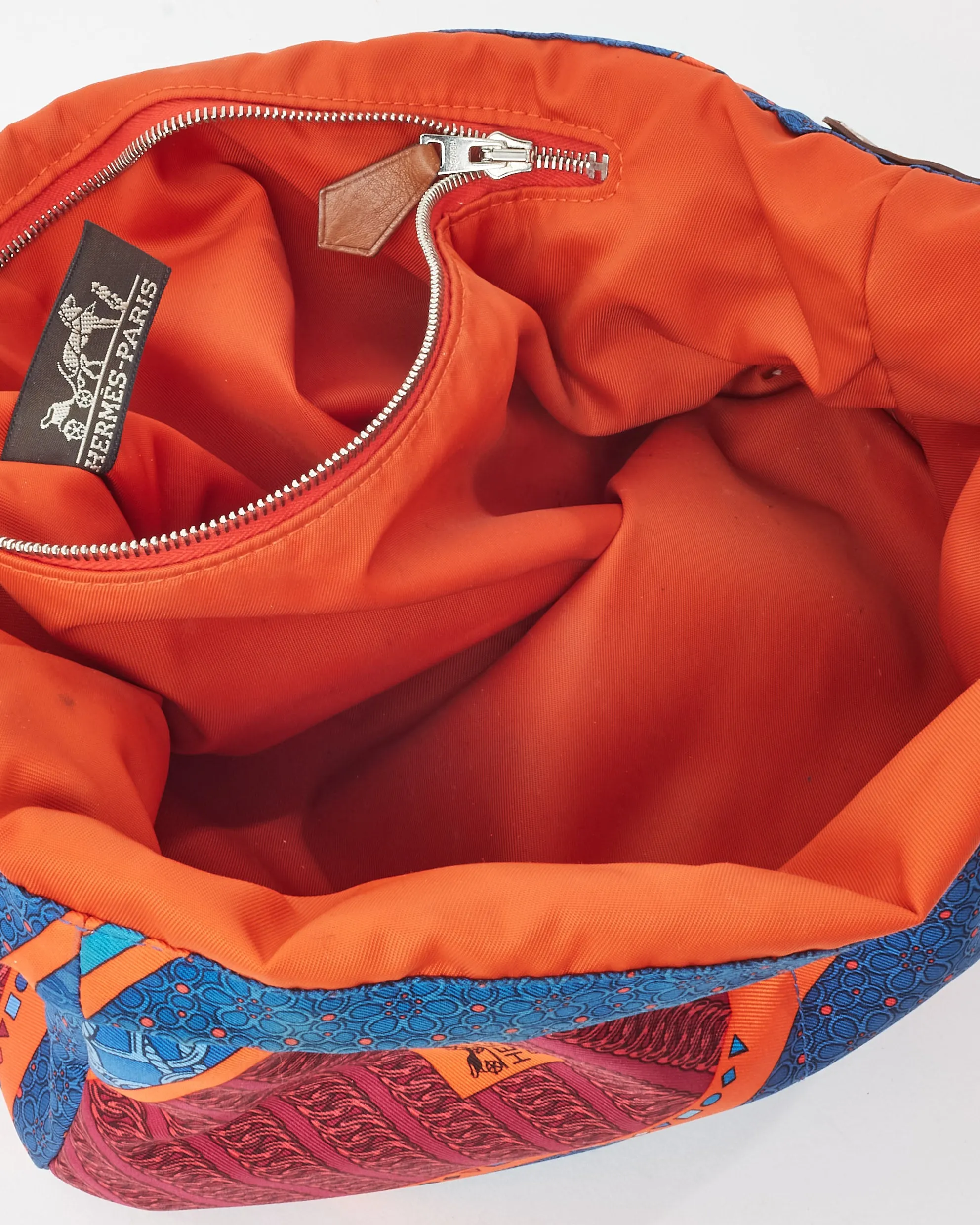 Hermès Blue & Multi Graphic Silk Fourbi 25 Pouch