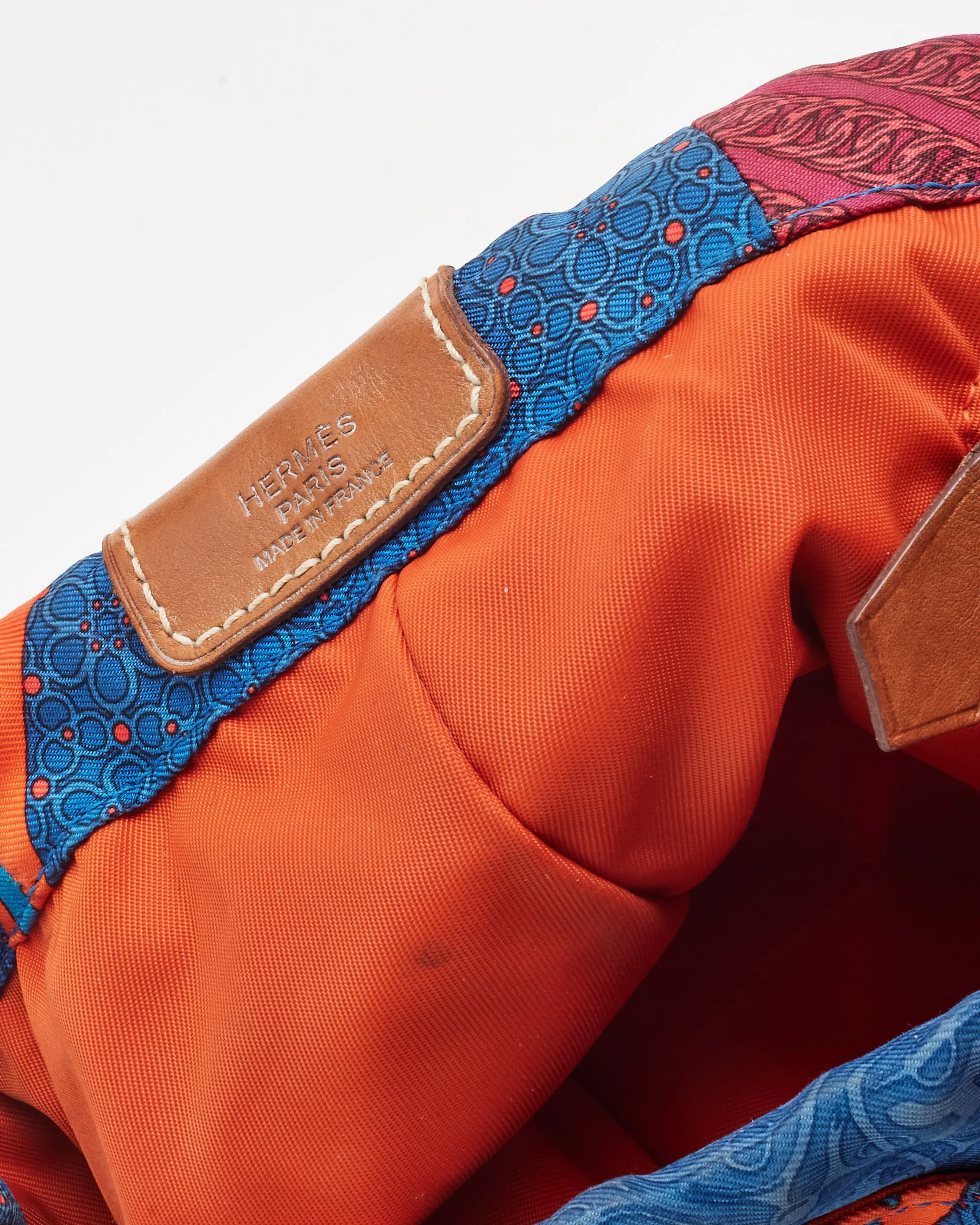 Hermès Blue & Multi Graphic Silk Fourbi 25 Pouch