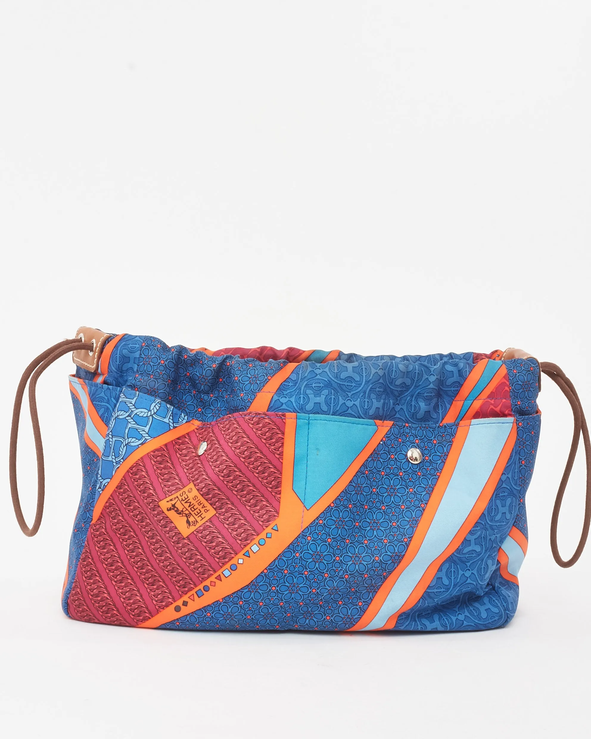 Hermès Blue & Multi Graphic Silk Fourbi 25 Pouch