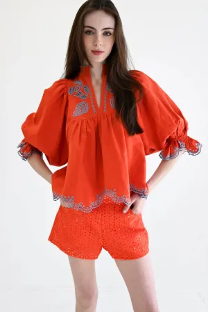 High Neck Top in Orange