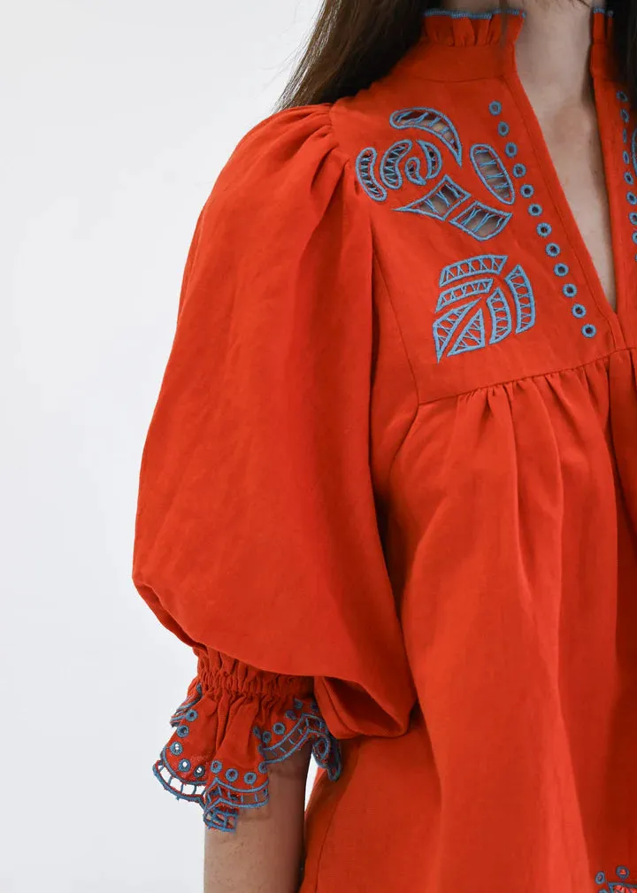 High Neck Top in Orange