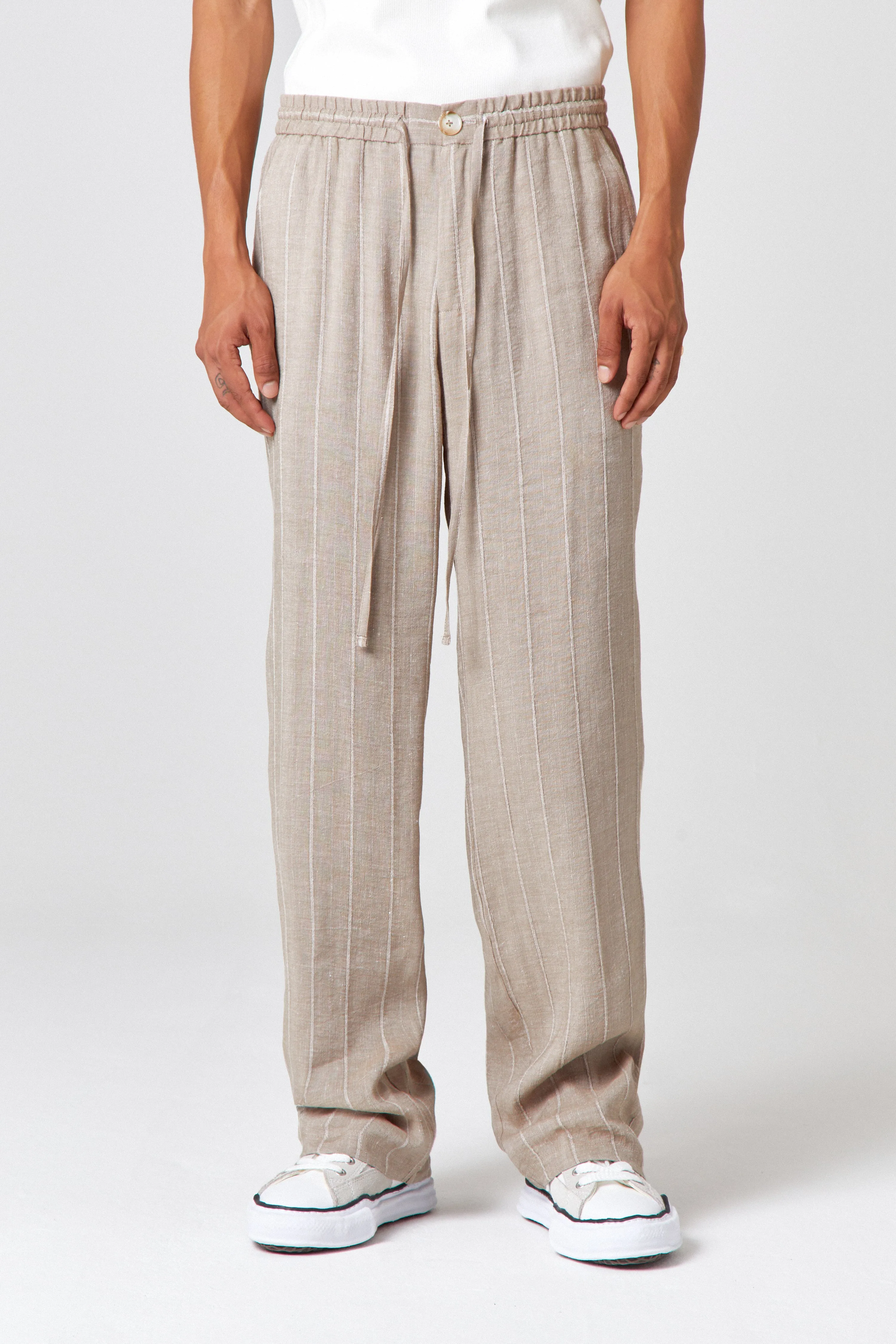 Homme Beige Linen Trouser