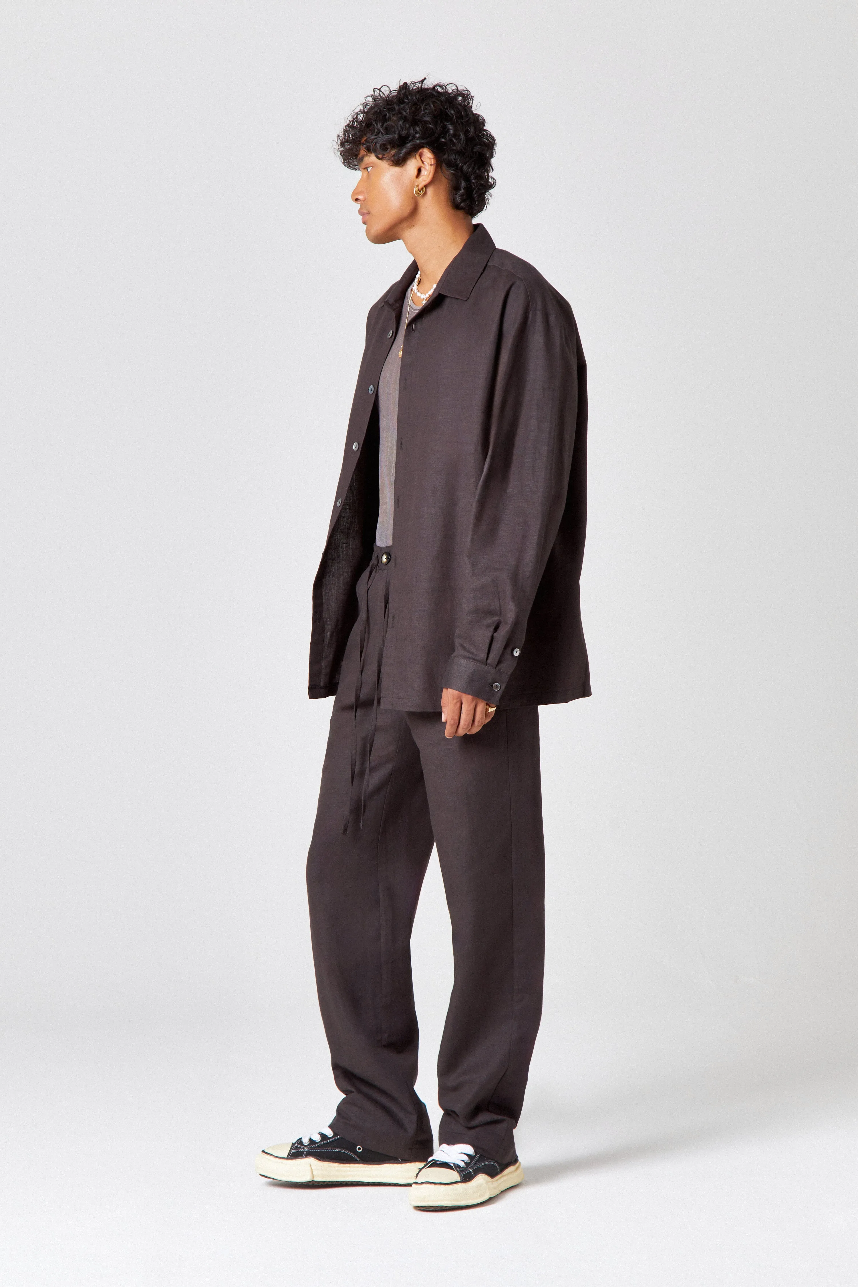 Homme Charcoal Linen Trouser