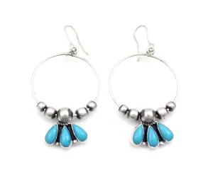 Hoop Earrings with Turquoise Accents