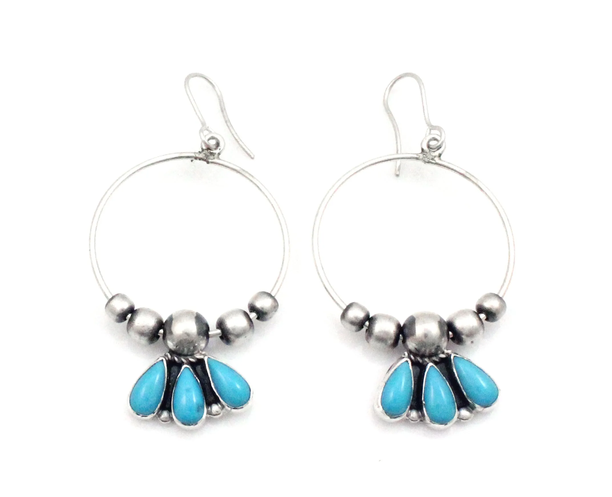 Hoop Earrings with Turquoise Accents