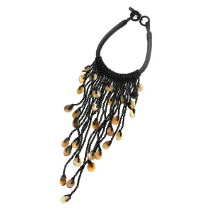 Horn Bead and Leather Necklace