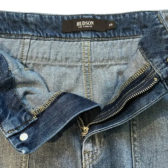 Hudson Belted Cinched Waist Fashion DenimMini Skirt Size 25