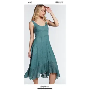 Inizio Dress Women medium Green Linen Cotton Blend Midi Fairy Romantic Boho Ital