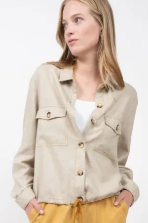 Ivy Jane Drawstring Linen Shirt Jacket