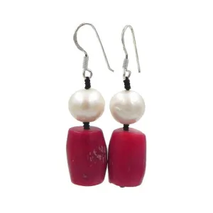 Jella Freshwater Pearl and Dyed Coral Earrings