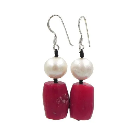 Jella Freshwater Pearl and Dyed Coral Earrings
