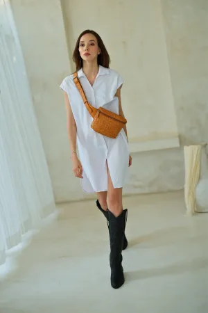 Jenny Linen Cotton Shirt Dress in White