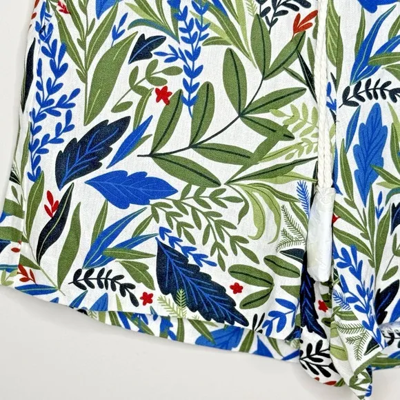 Joie Linen Leaf Print High Rise Shorts White Green Women's Size Small Pockets