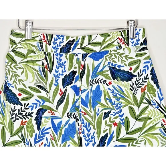 Joie Linen Leaf Print High Rise Shorts White Green Women's Size Small Pockets
