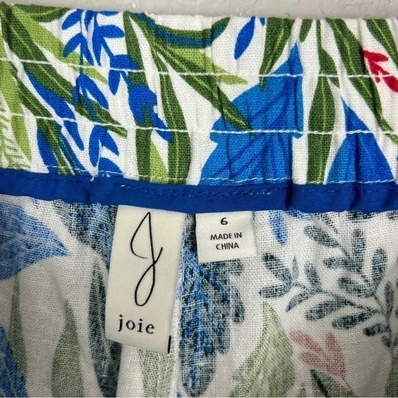 Joie NWOT Evelyn Linen Short, Tropical Beaded 6 - Travel, High Waist, Floral