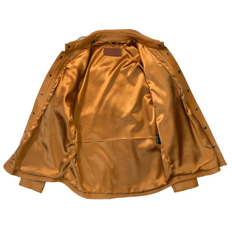 Kashani Buttercup Crocodile Trim Lambskin Button Up Shirt