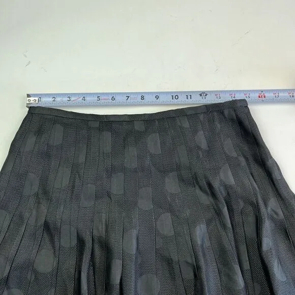 Kay Unger 100% Silk Pleated A line Skirt Polka Dot Chiffon Black Pink Trim 4