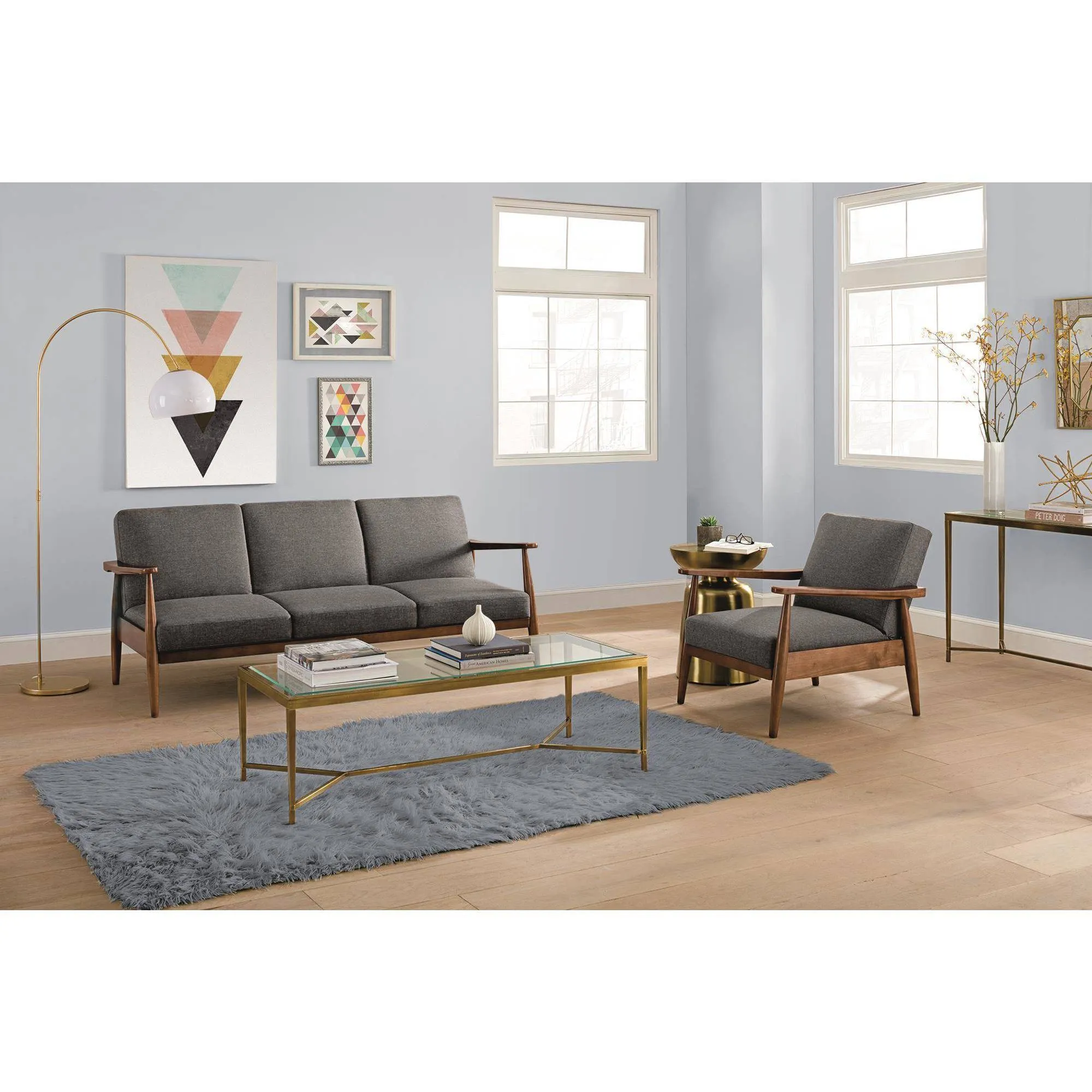 Kelli Flynn Mid-Century Chair Wood with Linen Upholstery