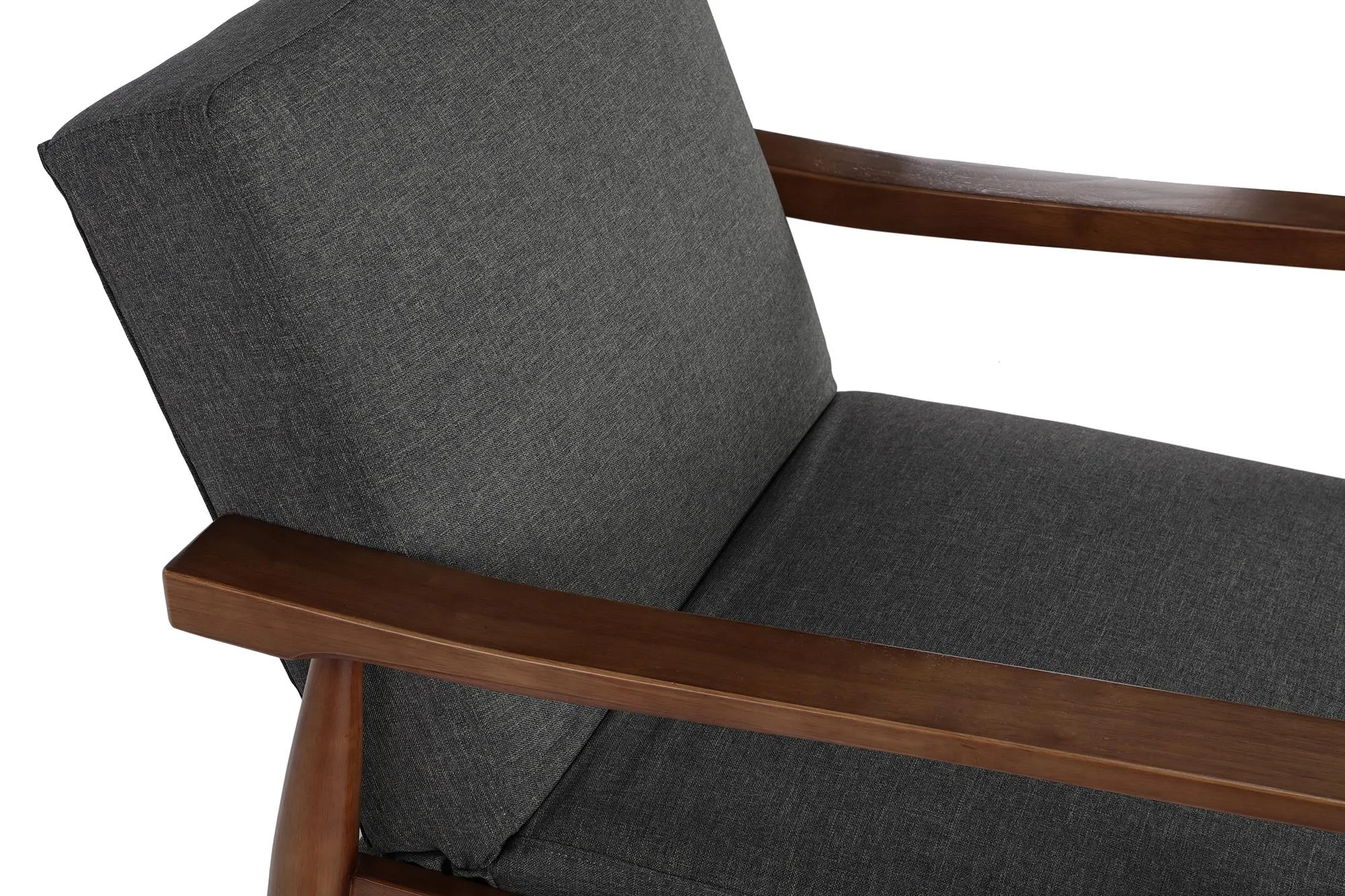 Kelli Flynn Mid-Century Chair Wood with Linen Upholstery