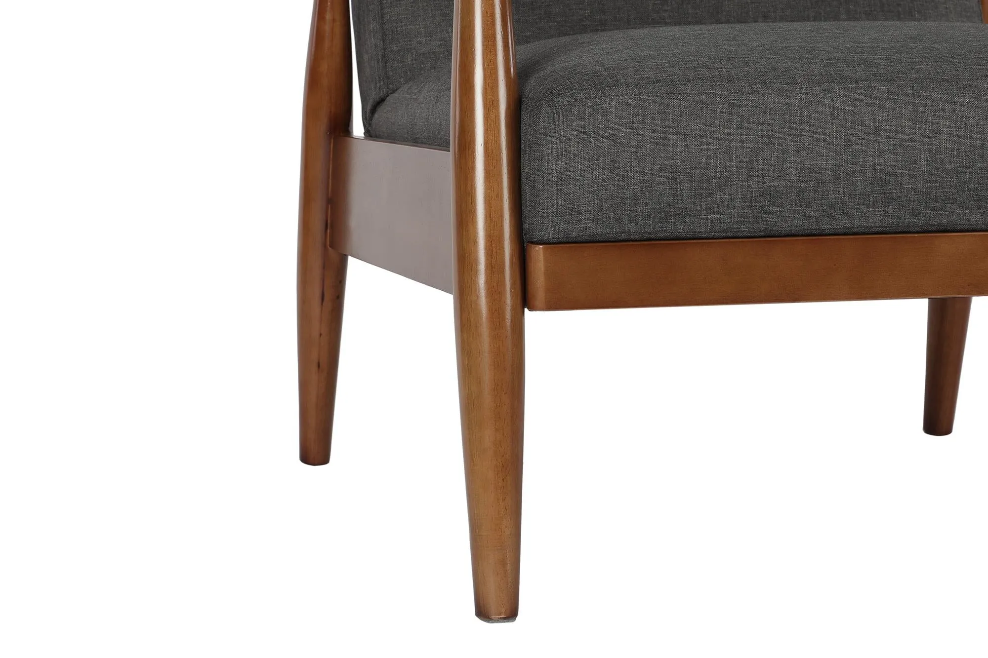 Kelli Flynn Mid-Century Chair Wood with Linen Upholstery