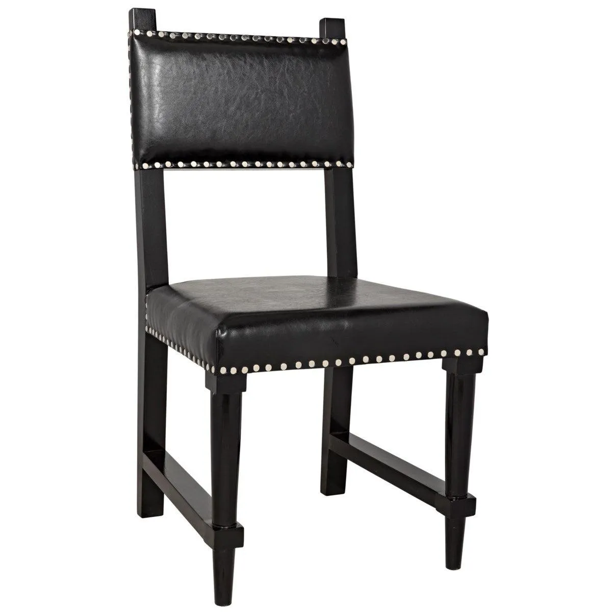 Kerouac Dining Chair with Leather, Distressed Black