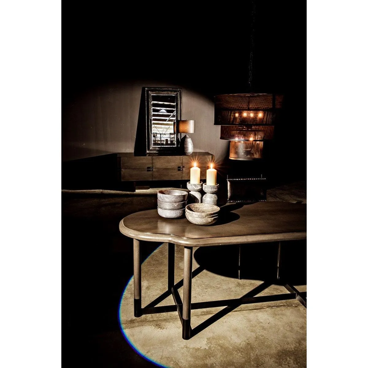 Kerouac Dining Chair with Leather, Distressed Black